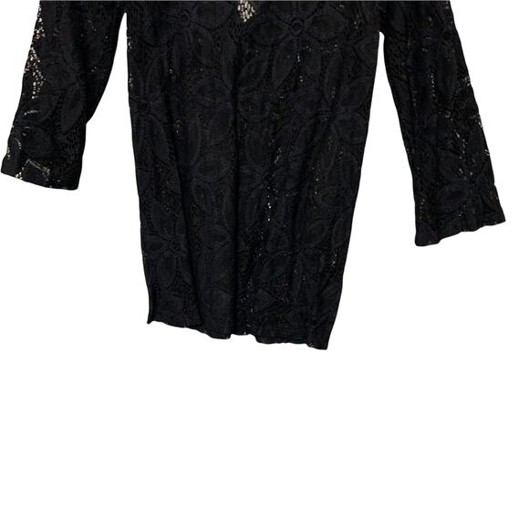 J Valdi Daisy Floral Lace Flower Deep V-Neck Black Swimwear Cover Up Small - Picture 7 of 11